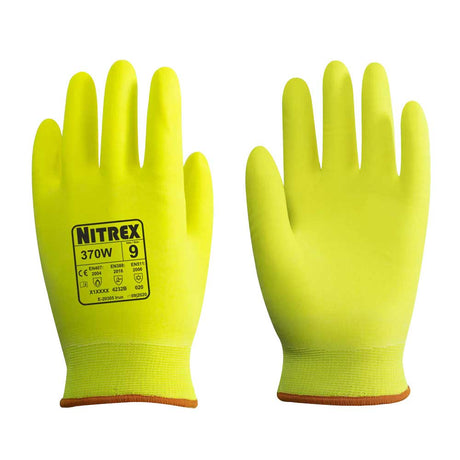 Nitrex 370W Thermal Waterproof Gloves Hi Viz Yellow Foam Nitrile