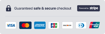 Guaranteed safe & secure checkout - Visa, Mastercard, Amex, JCB, Discover, Diners Club, UnionPay accepted. Powered by Stripe.
