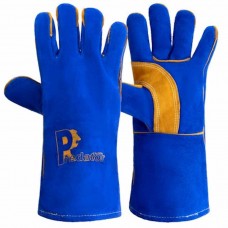 Pred Cotton Lined Flame Retardant Blue Gold Welders 14" Gauntlet