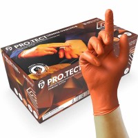 Pro Tect Extra Tough Diamond Grip Orange Nitrile Engineers Gloves 100 hands