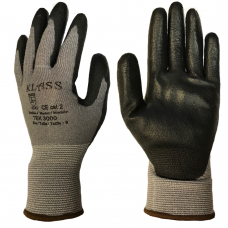 Klass Tek 3000 Cut Level 3 Black PU Palm Coating on HPPE Grey Liner Safety Gloves 4343
