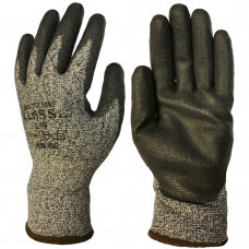 Klass Tek Cut Level 5 Black PU Palm Coating on HPPE Grey Liner Safety Gloves 4543