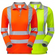 Pulsar Protect Women's Hi Vis Breathable Long Sleeve Polo Shirt