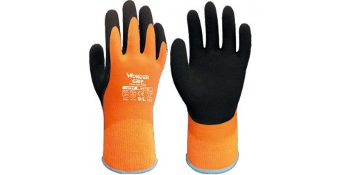 Wonder Grip WG510HVL Black/Bright Orange Nitrile Palm Double Coated Gloves  Large 