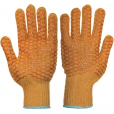 Orange Yellow Criss Cross PVC Gripper Work Gloves