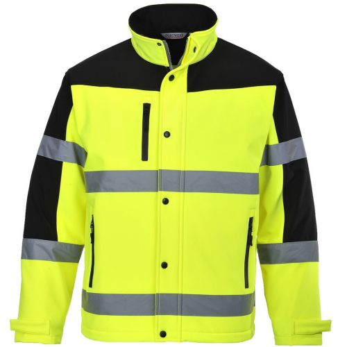 Portwest Hi Vis Softshell Jacket Yellow & Black | GlovesnStuff