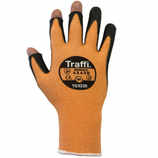 Traffi Orange Semi Fingerless Cut Index B PU Coated Glove