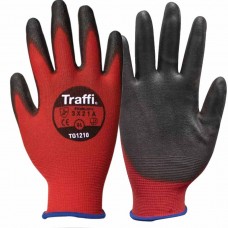 Traffi Glove Metric Red Nylon Liner & PU Coated Cut Level A 