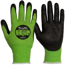 Traffi TG6010 Cut Level F PU Palm Coated Safety Gloves