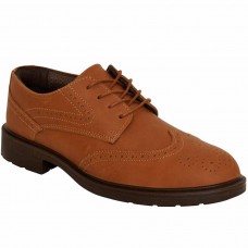 Light Brown Leather Brogue Pattern Safety Shoe Executive Office Manager