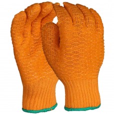 Orange Yellow PVC Criss Cross Gripper Gloves for General Handling