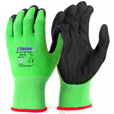 Click Kutstop Traffic Light Green Cut 5 Foam Nitrile Safety Gloves 4544