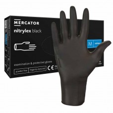 Mercator Nitrylex Black Nitrile Powder Free Food & Medical Use Gloves 100 hands/box 