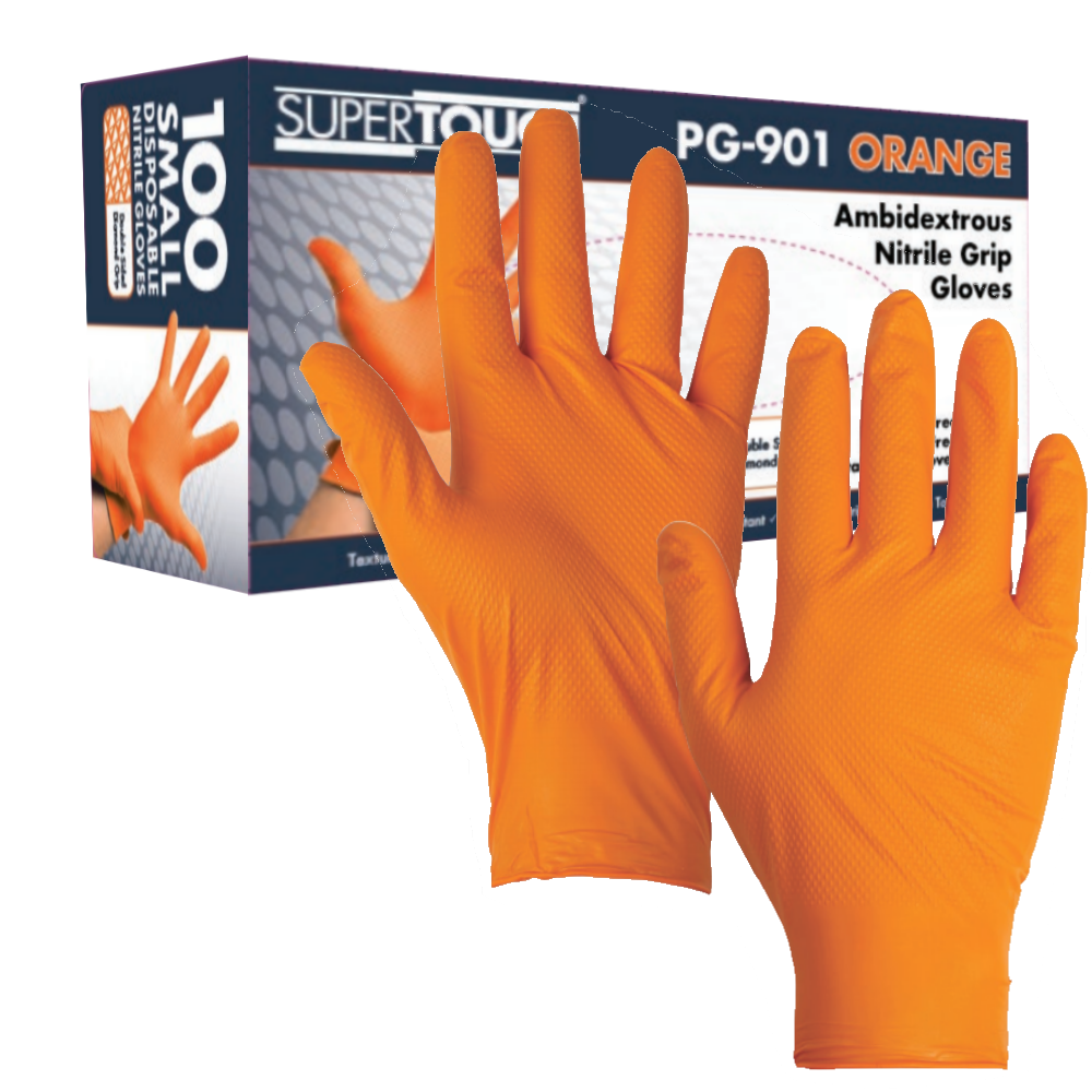 Supertouch pg901 diamond grip heavy duty Disposable Nitrile Engineers  Gloves | GlovesnStuff